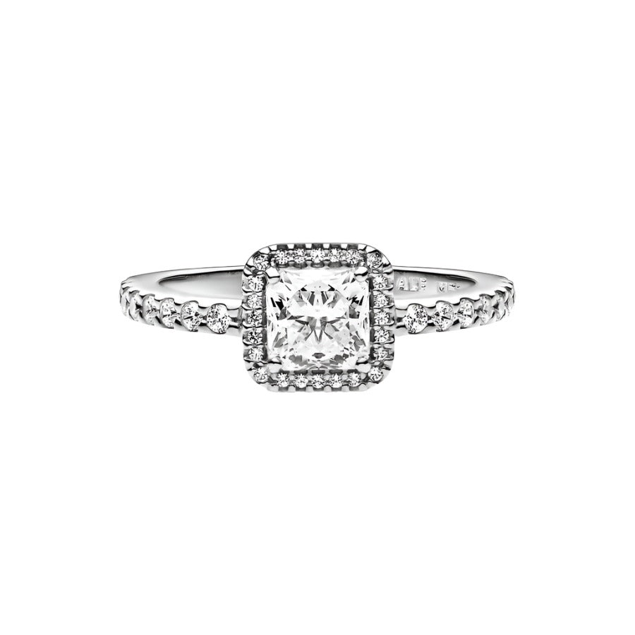 Pandora Square Sparkle Halo Ring