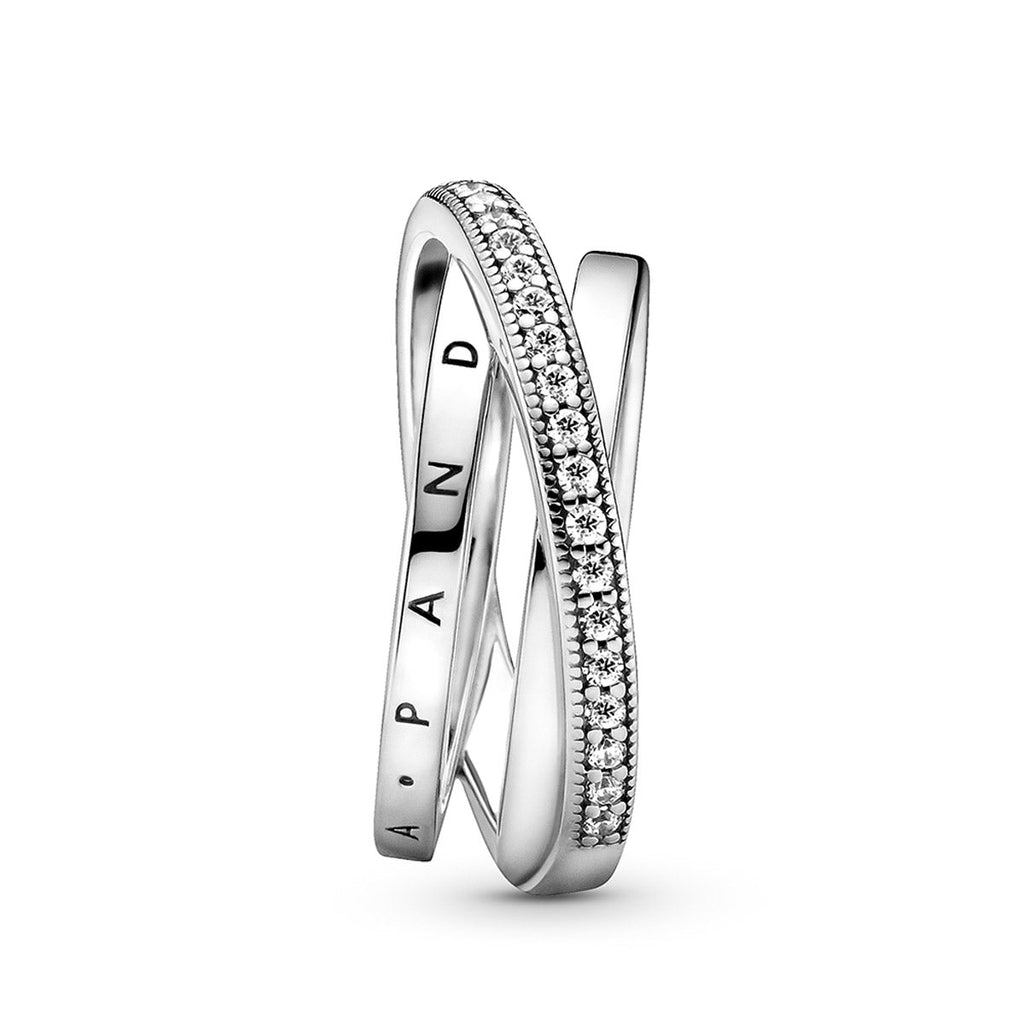 Pandora Crossover Pavé Triple Band Ring