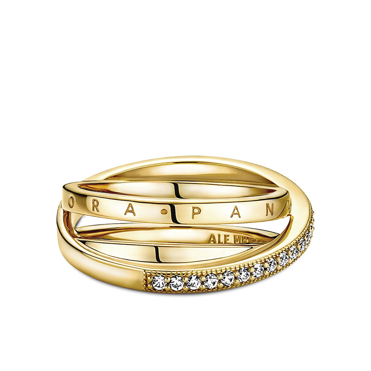 Pandora Crossover Pavé Triple Band Ring
