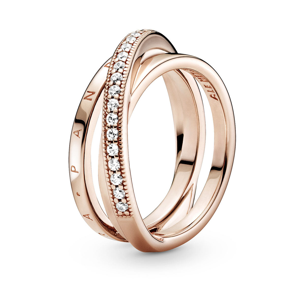 Pandora Crossover Pavé Triple Band Ring